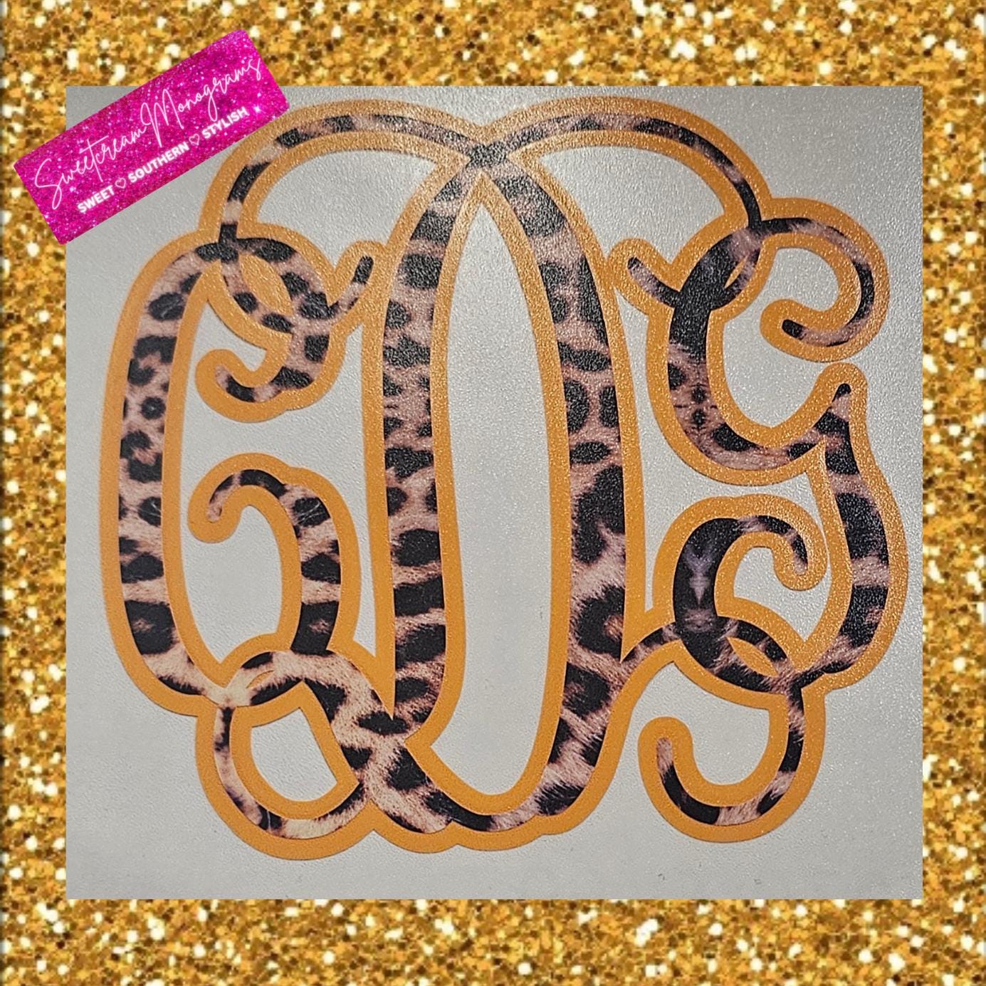 Monogram Leopard Leopard Print Monogram Decal: Personalized Car/laptop Sticker - Etsy