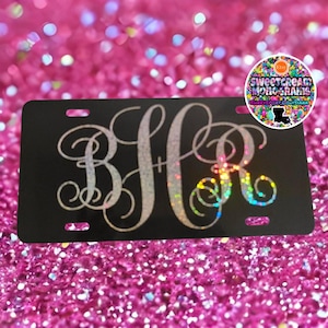 Holographic color shift Personalized Monogrammed license plate|New Car tags|Car tag|gifts|personalized monogram plate|monogram license tags|