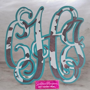Cowhide Vine Monogram Vinyl Sticker: Interlocking Car Decal