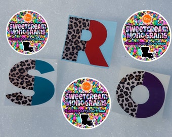 Leopard Print Monogram Decal: Initial Tumbler Car Sticker