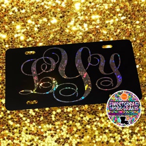 Holographic color shift Personalized Monogrammed license plate|New Car tags|Car tag|gifts|personalized monogram plate|monogram license tags|