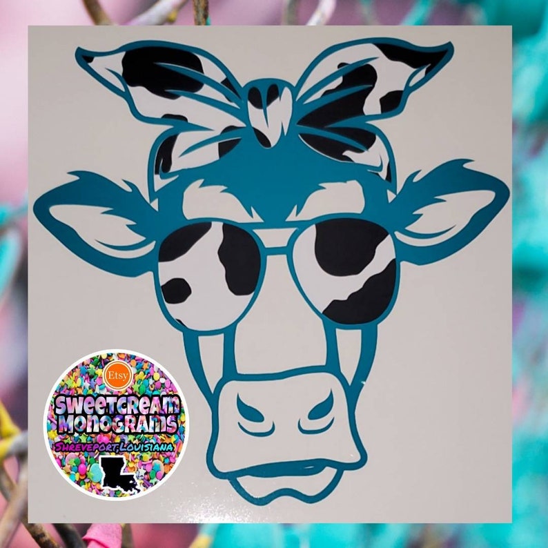 Bandana Cow Print Car Decalscow Print Sticker for Laptopcow Etsy