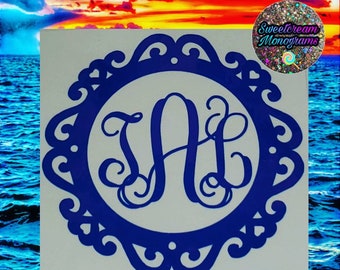 Monogram Frame Vinyl Decal: Personalized Car/Laptop Sticker