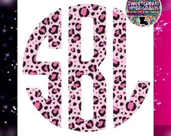 Pink Animal Print Monogram Car Decal|Pink Leopard Monogram Car Sticker|Pink Cheetah Print Monogram Sticker for Laptop|Pink Leopard Decal|NEW