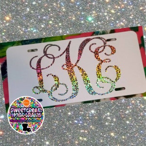 Holographic color shift Personalized Monogrammed license plate|New Car tag| Hologram|personalized monogram plate|Holographic monogram Plate|