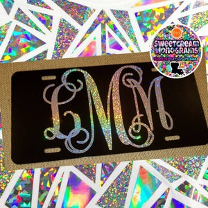 Classy Black and White front license Plate|Personalized monogram|car Tag|Car Accessories Gift |Sweet 16|Cute for Women Birthday Gift|New|