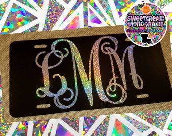 Personalized Monogram License Plate: Black and White Car Tag