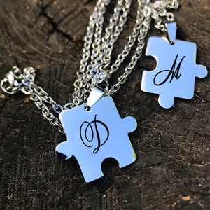 Friendship Necklace, Couples Necklace, Necklace for Couples, Couples Necklace Set, Best Friend Necklace, Puzzle Necklace, Engraved Necklace