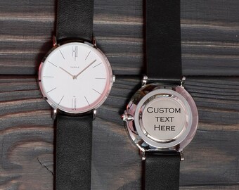 Reloj minimalista personalizado, reloj clásico grabado, reloj grabado, reloj personalizado para hombre, reloj de novio, reloj de pulsera personalizado, reloj de acero