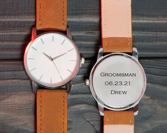 Reloj minimalista personalizado, Reloj clásico grabado, Reloj grabado, Reloj personalizado para hombres, Reloj de novio, Reloj de pulsera personalizado, Reloj de acero
