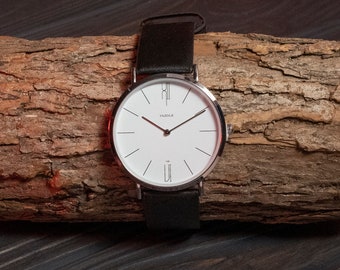 Reloj minimalista personalizado, reloj clásico grabado, reloj grabado, reloj personalizado para hombre, reloj de novio, reloj de pulsera personalizado, reloj de acero