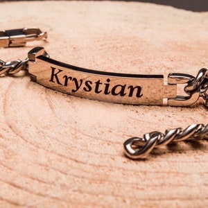 Engraved Men&#39;s Bracelet, Custom Bar Bracelet, Custom Name Bracelet, Engrave ID Bracelet, Black Engraved Bracelet, Custom Message Bracelet