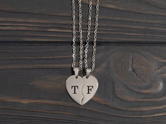 Heart Necklace for Couples Custom Couples Necklace Broken Heart