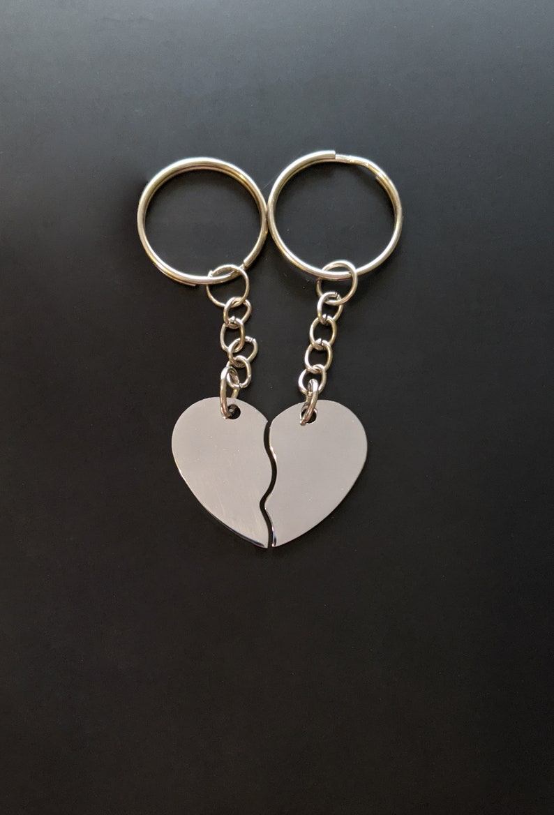 Heart Keychain for Couples Custom Couples Keychain Broken Etsy