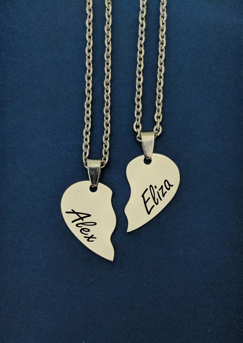 Personalized heart necklace for couples Clearance