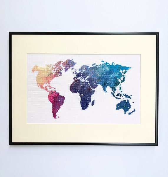 Cross Stitch World Map Pattern for Instant Download Xstitch Etsy UK