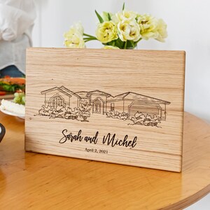 Housewarming gift, Custom Cutting board, House Portrait, House Sketch, Custom photo engraving, Our First Home Portrait, Realtor closing gift
