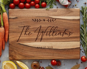 Engraved Wood Cutting Board, Custom Cutting Board, Personalized Wedding Gift, Wedding Gift for Couple, Bridal Shower Gift, Anniversary Gift