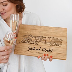 Custom Cutting Board – Engraved Home Portrait, Housewarming or Wedding Gift for Couple