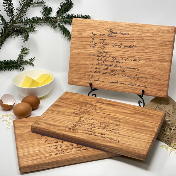 Kundenspezifisches Weihnachtsgeschenkrezept Handgeschriebenes Schneidebrett, personalisiertes Familienrezept-Andenken für das Geschenk der Mutter oder der Oma