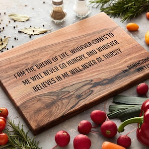 Personalized Cutting Board, Bible Verse Engraved Board, Christian Gifts, Catholic Scripture, Religious sign, Housewarming gift for couple
