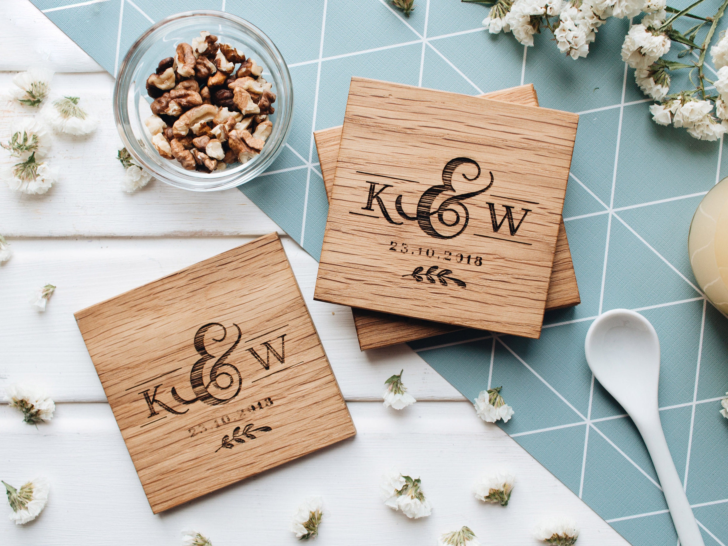 Custom coasters Engraved coasters Wedding coasters favor Etsy