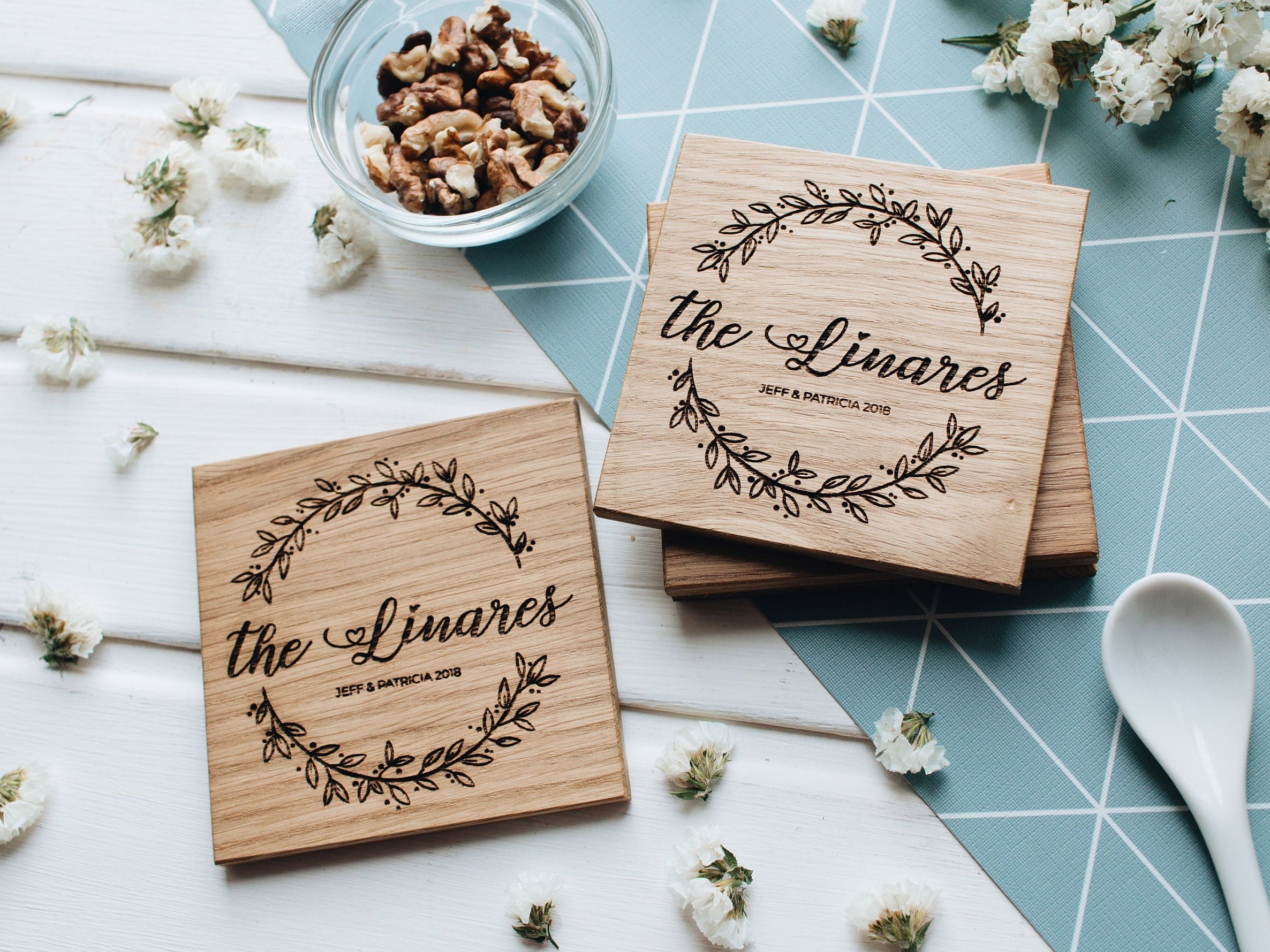 Custom coasters Engraved coasters Wedding coasters favor Etsy