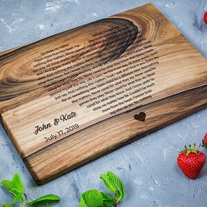 Engraved Wedding Song, Custom cutting board, First Dance Lyrics, Engraved Wedding Lyrics, Heart Shaped Couples Song, Best Wedding day gift