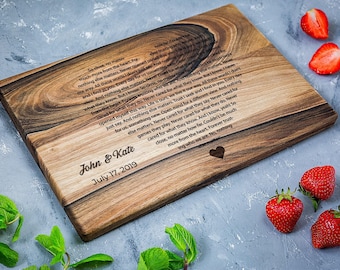 Engraved Wedding Song, Custom cutting board, First Dance Lyrics, Engraved Wedding Lyrics, Heart Shaped Couples Song, Best Wedding day gift