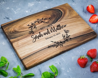 Custom cutting board, Anniversary gift for husband, Newlywed cutting board, Wedding day gift for couple, Housewarming gift