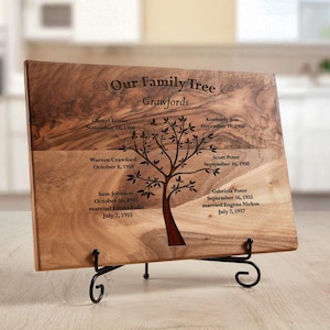 Family Tree Cutting Board, Gift for Dad, Personalized Family Name Board, gift for Grandpa, Engraved wood, Walnut cutting board