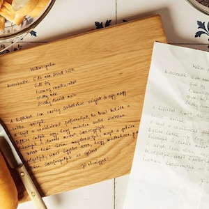 Tabla de cortar personalizada, receta grabada a mano, regalo personalizado para el Día del Padre, recuerdo familiar, regalo de cumpleaños, tabla de cortar de roble