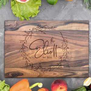 Personalized cutting board, Wedding day gift for Couple, Walnut cutting board, Bachelorette party gift, Engagement gift idea