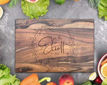 Personalized cutting board, Wedding day gift for Couple, Walnut cutting board, Bachelorette party gift, Engagement gift idea