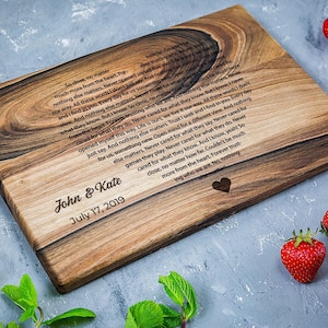 Engraved Wedding Song, Custom cutting board, Engraved Wedding Lyrics