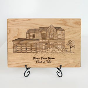 Custom Cutting Board – Engraved Home Portrait, Anniversary Gift for Couple
