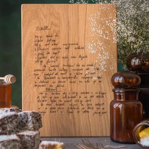 &quot;Handgeschriebenes Rezept-Schneidbrett &quot;&quot;Meer&quot;&quot; - Erinnerungsbrett mit Gravur.&quot;