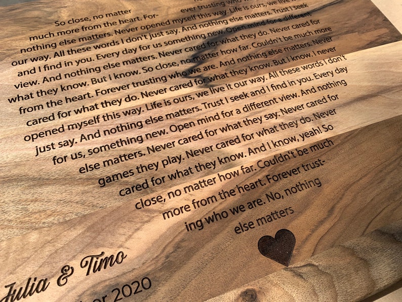 Engraved Wedding Song First Dance Lyrics Your Wedding Lyrics Etsy