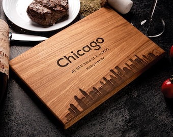Personalized Cutting Board, City Skyline,NY, Chicago, Boston, Los Angeles,Portland,Philadelphia,San Francisco,Seattle,Custom cutting board