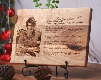 Custom Cutting Board, Handwritten Recipe with Photo, Personalized Family Keepsake for Dad, Family reunion gift