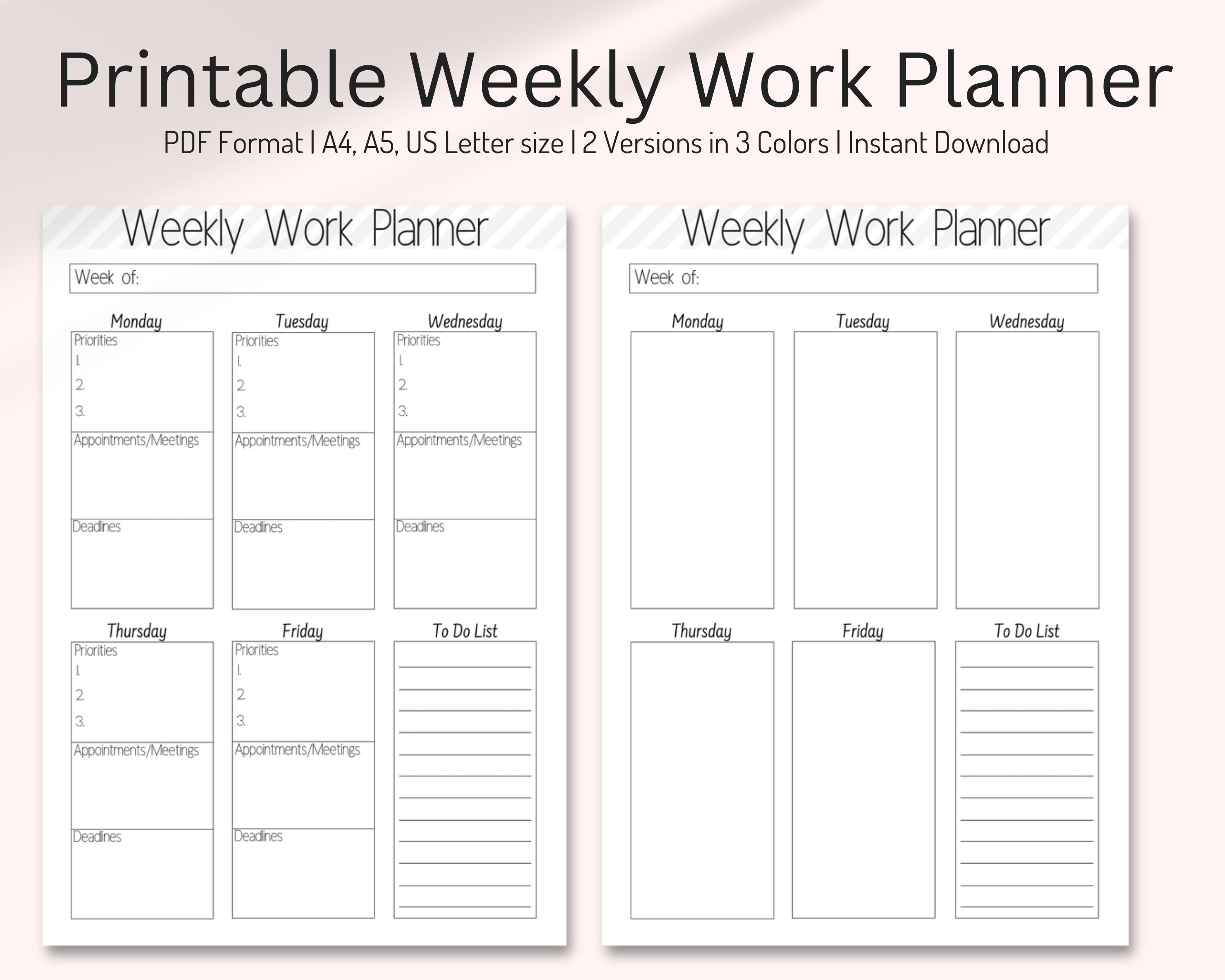 Weekly Work Planner Printable