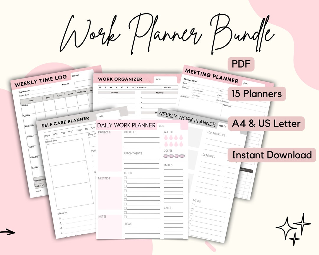 Printable Work Planner Bundle Life Planner - Etsy