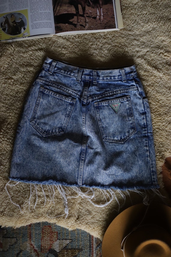 80s vintage soon acid wash cut off denim mini ski… - image 5