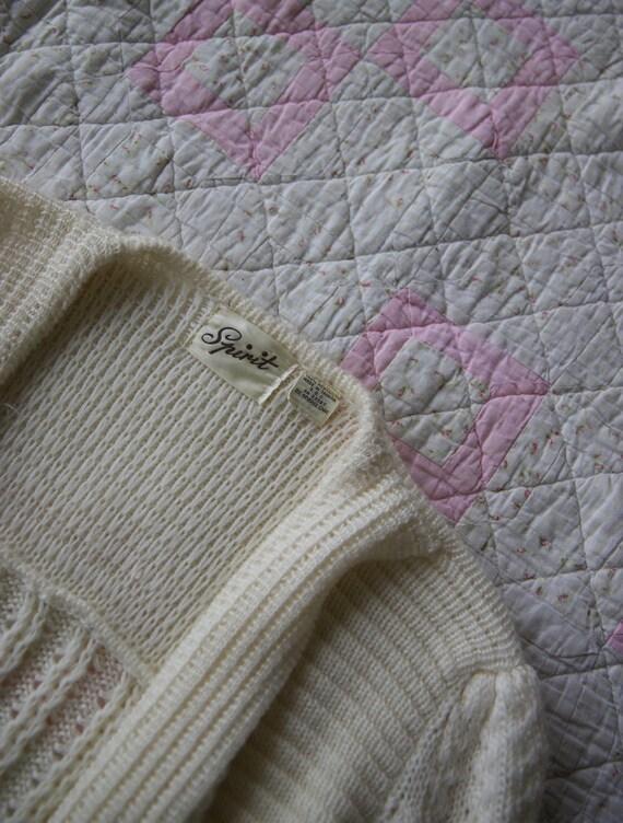 70s knit cream cardigan sweater - image 4