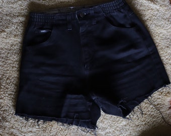 90s high waisted black vintage denim cut off shorts