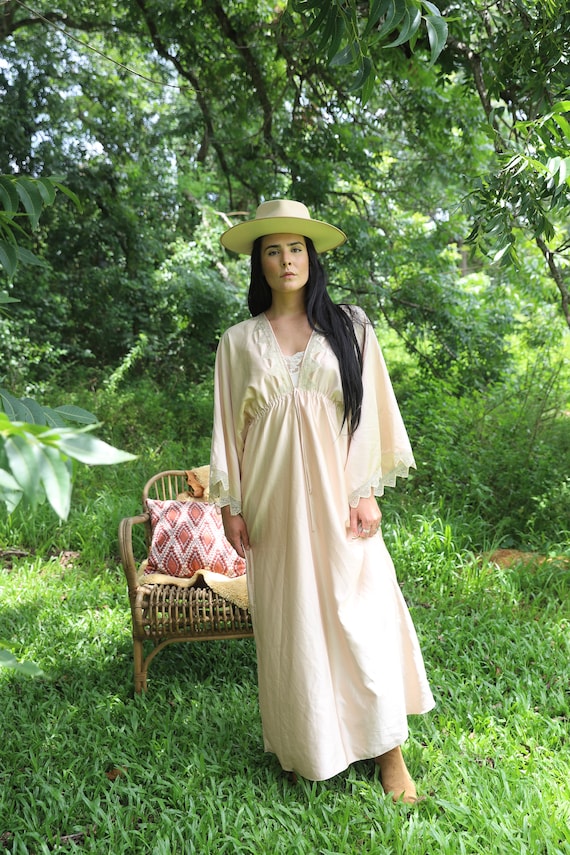 70s Free Size Maxi Bell Sleeve Dress