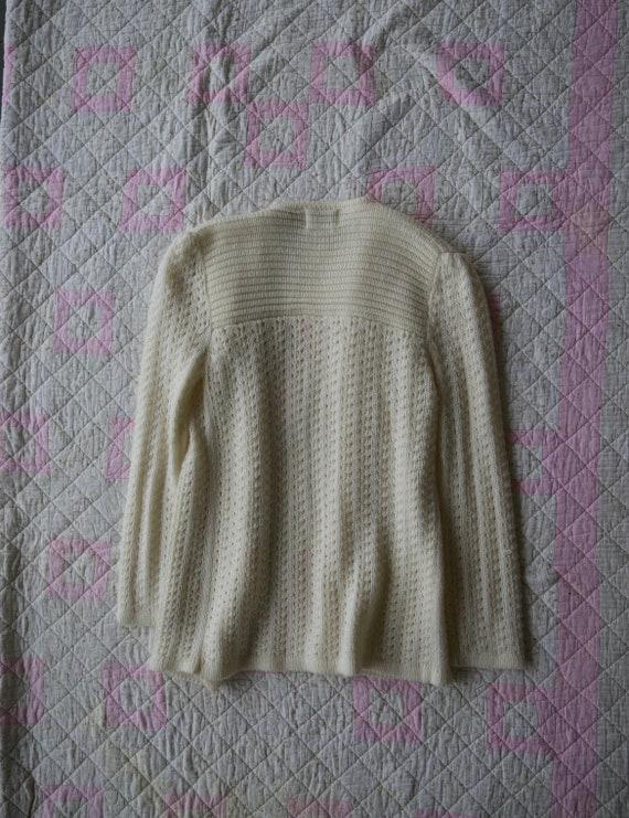 70s knit cream cardigan sweater - image 3