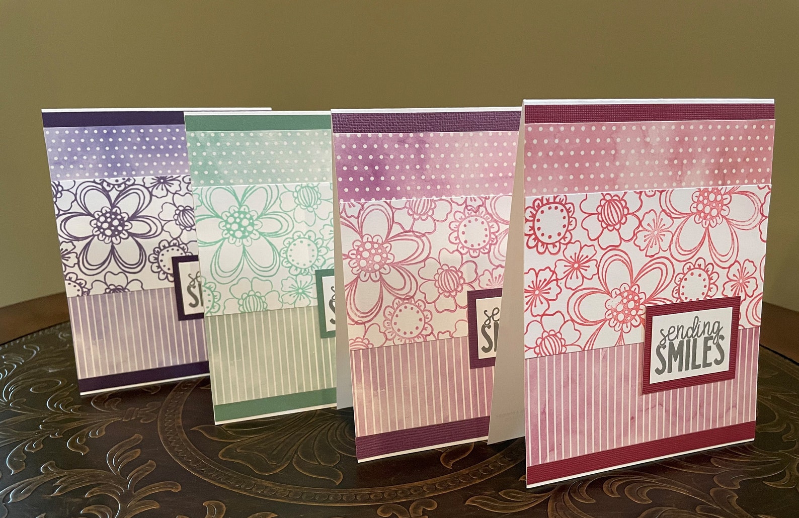 Handmade Note Cards. Set of 4 Cards. Colorful Cards. Beautiful Etsy