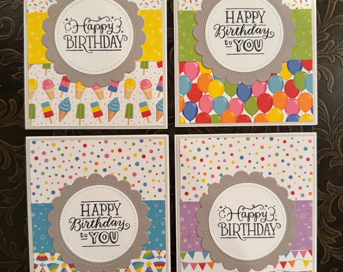Handmade Birthday Card Set: Colorful Variety Pack, Blank Inside - Etsy