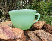 Small Ribbed Jadeite Mug Cup D Handle Vintage